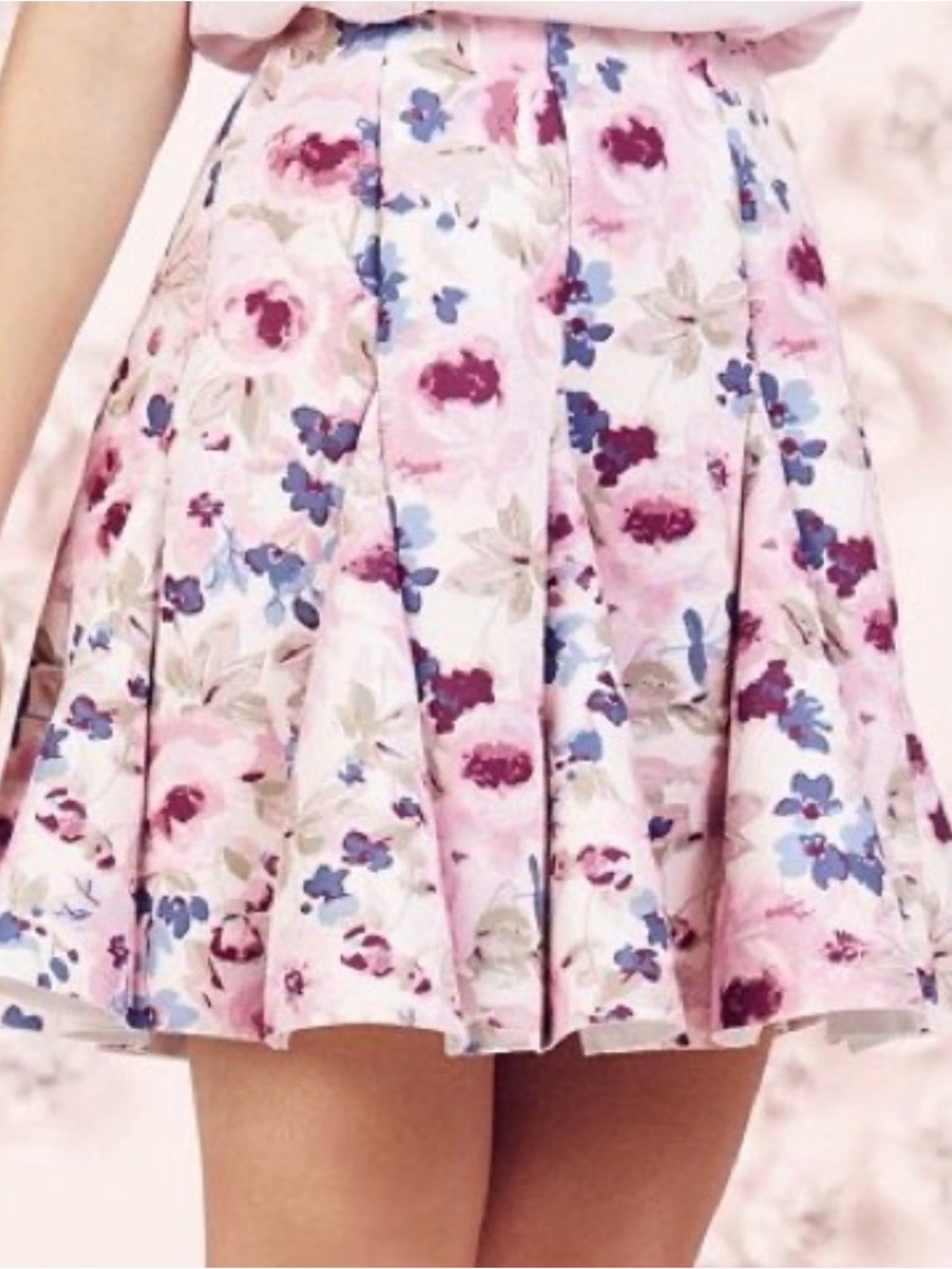 LC Lauren Conrad Pink Floral Flared Mini Skirt b180